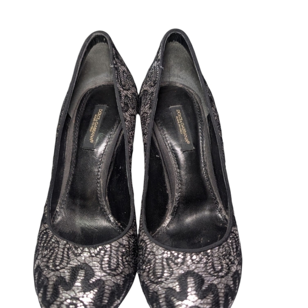 Dolce And Gabbana Elegant Black Lace Heels - Picture 10 of 11
